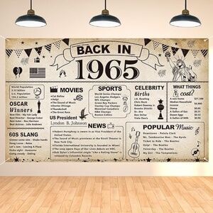 "Back in 1965" Banner, 60th Birthday Party Decorations,